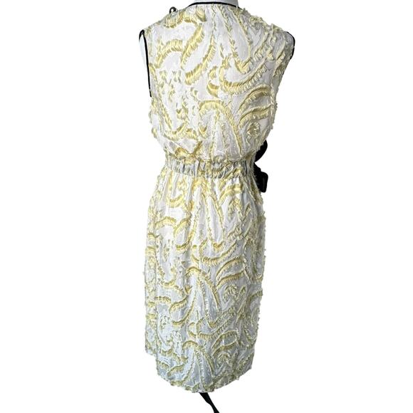 YIGAL‎ AZROUEL Women's Size 2 Silk Runway Midi Dress White Yellow Black Bow NYC - Picture 2 of 13